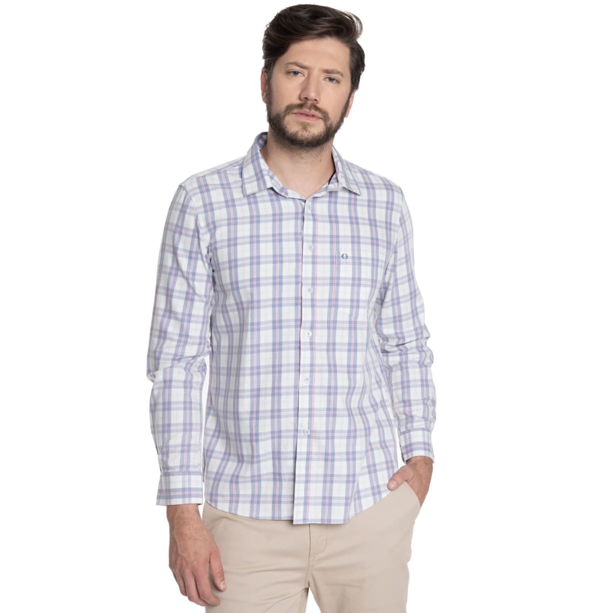 CAMISA ESCOCESA PARA HOMBRE AZUL V6081N5771