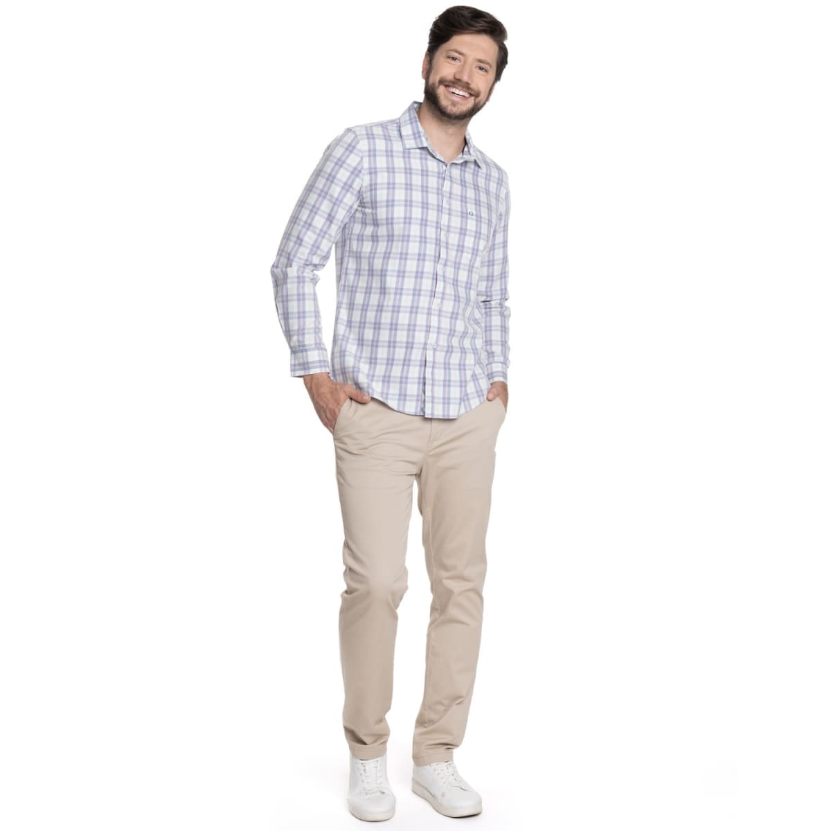 CAMISA ESCOCESA PARA HOMBRE AZUL V6081N5774