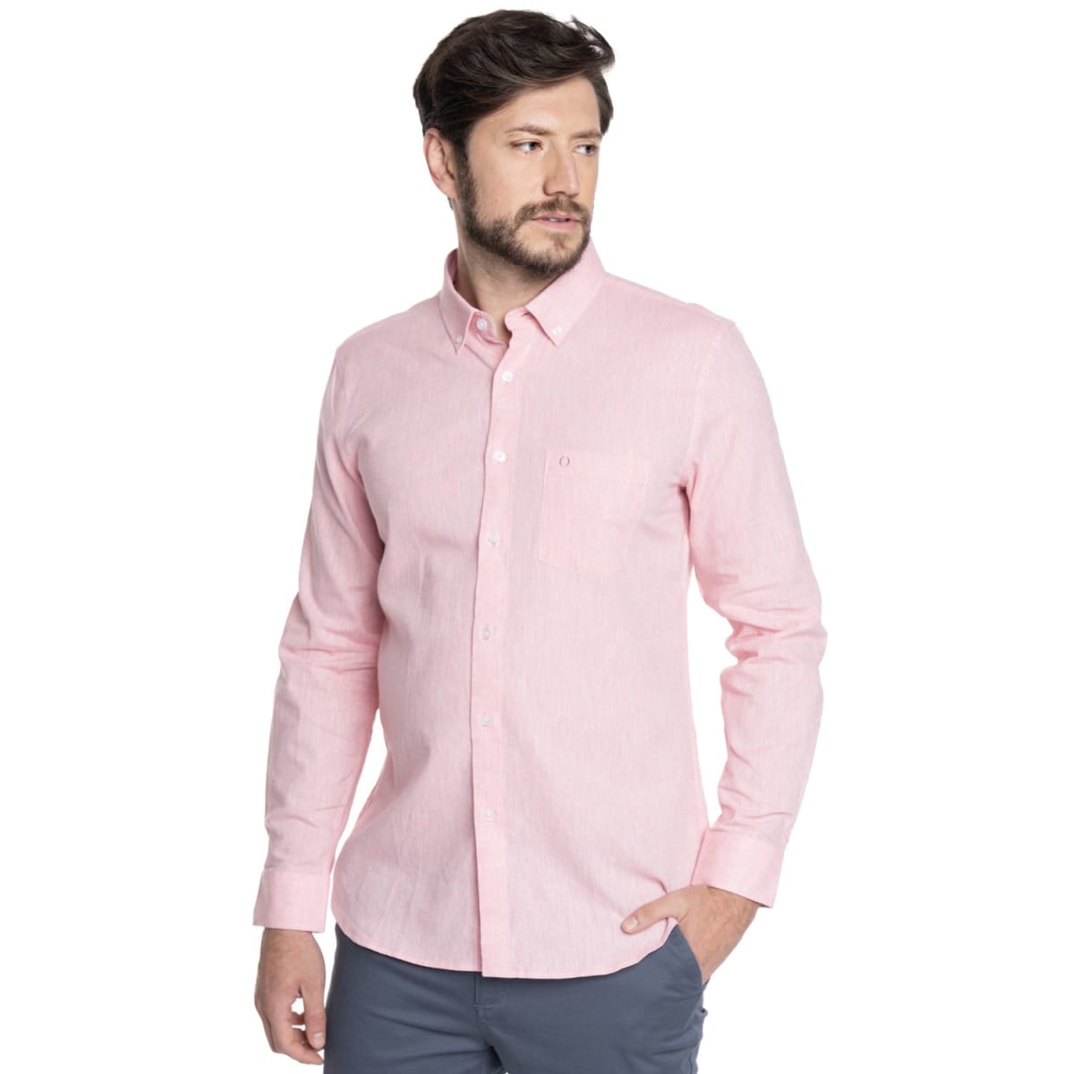 CAMISA LINO HOMBRE ROSADO CLARO V6100N0501