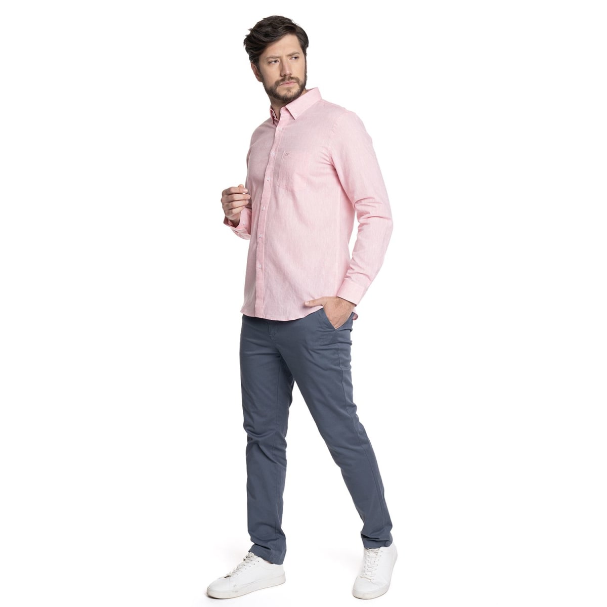 CAMISA LINO HOMBRE ROSADO CLARO V6100N0504