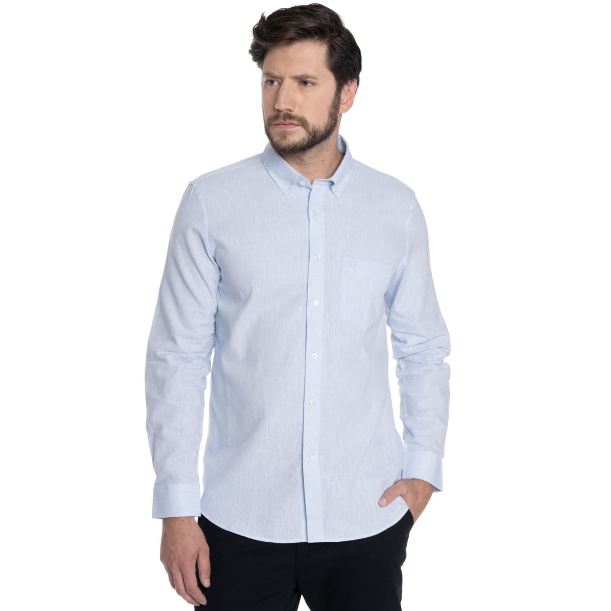 CAMISA LINO HOMBRE CELESTE V6100N0711