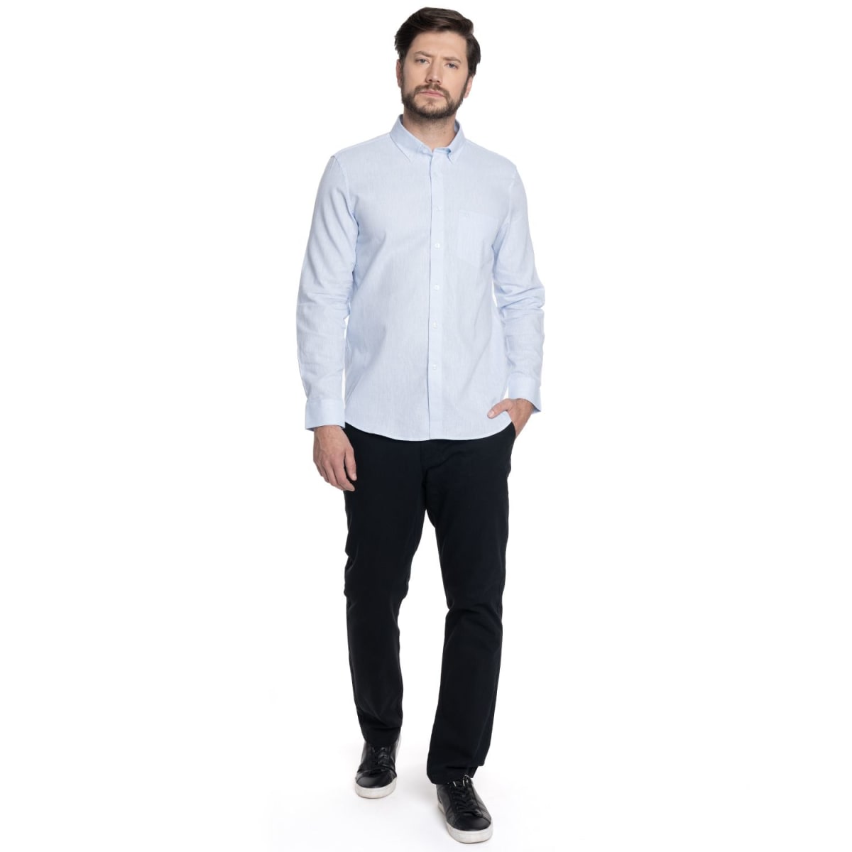 CAMISA LINO HOMBRE CELESTE V6100N0714