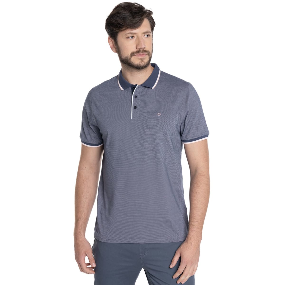 POLERAS MANGA CORTA HOMBRE AZUL PIEDRA V6110N0691