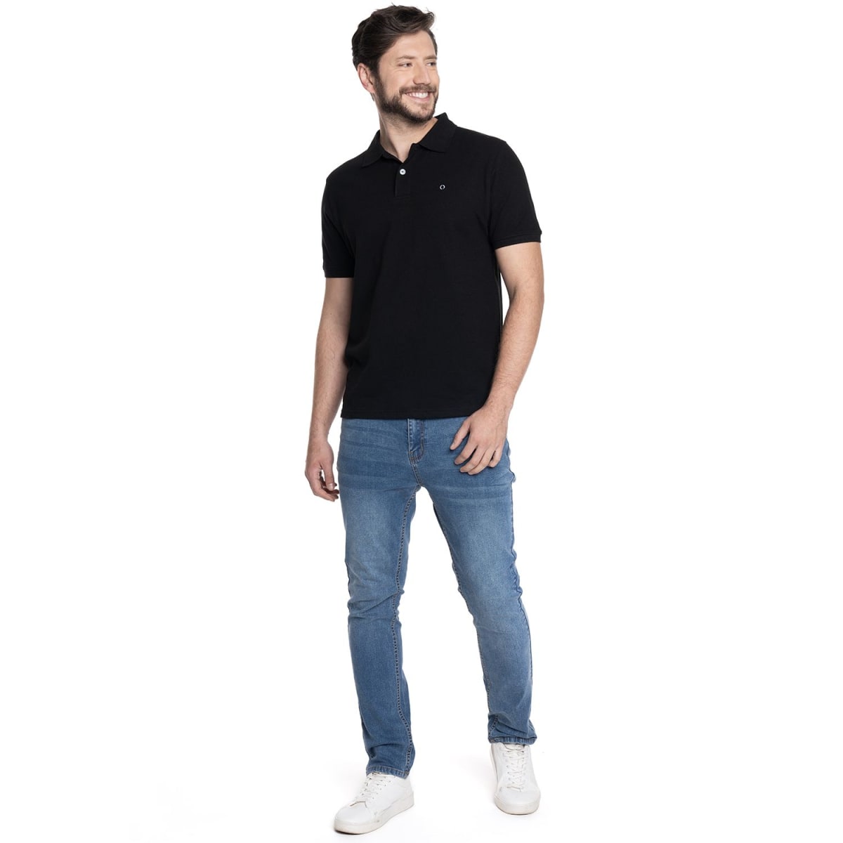 POLERAS POLO MANGA CORTA PIQUE HOMBRE NEGRA V6161N0094