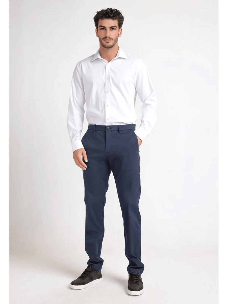 PANTALON HOMBRE ALGODON RECICLADO CHINO ELASTICADO AZUL MARINO V6001N0794