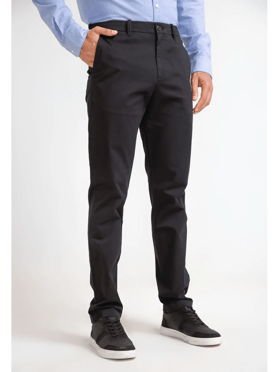 PANTALON HOMBRE ALGODON RECICLADO CHINO ELASTICADO NEGRO V6001N0091