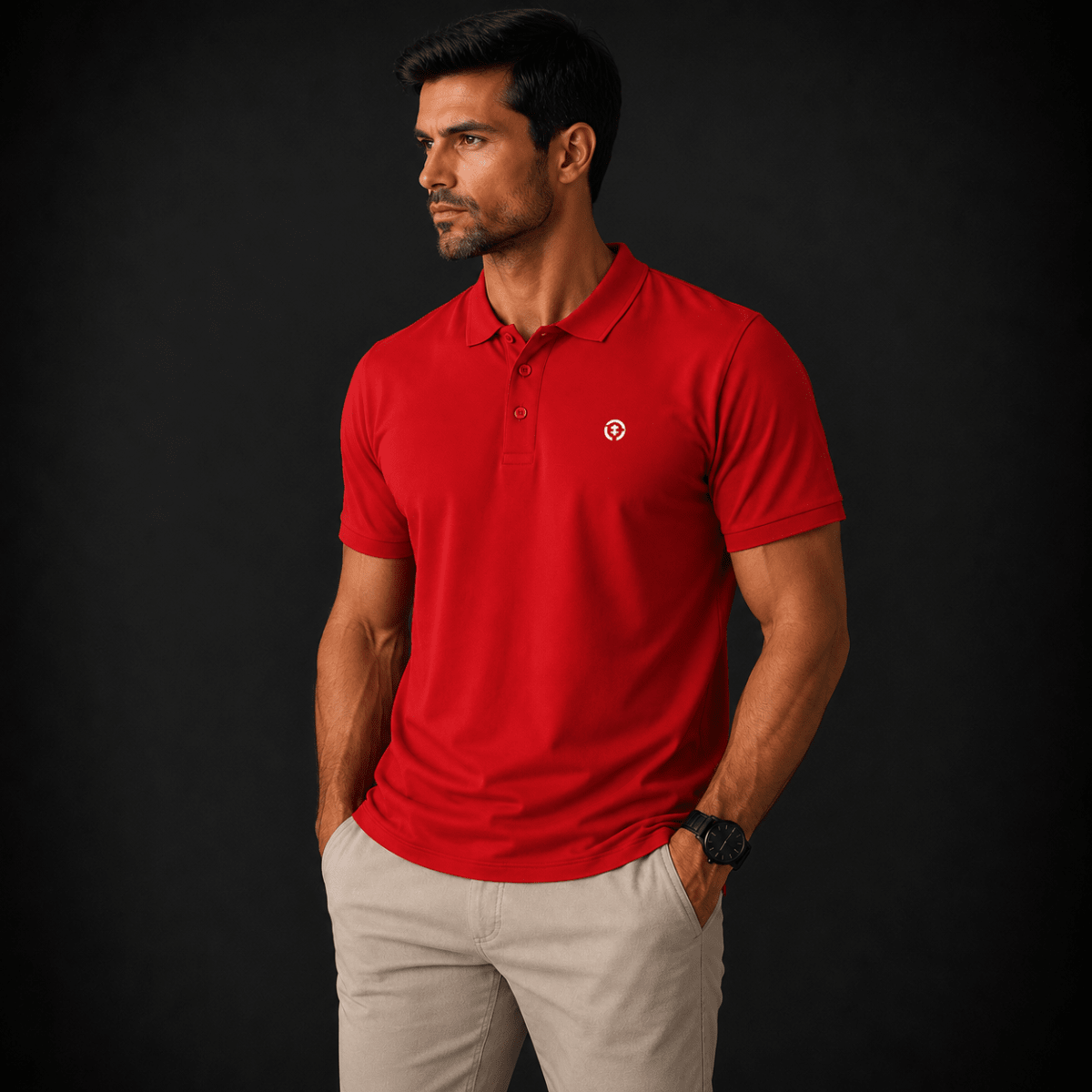 POLO MANGA CORTA PIQUE ROJA V7000N0543