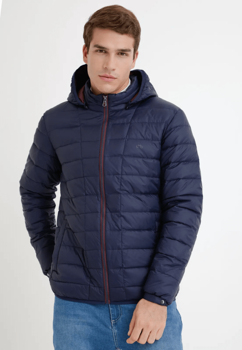 PARKA ACOLCHADA AZUL MARINO DE PLUMA PARA HOMBRE I5000N0791