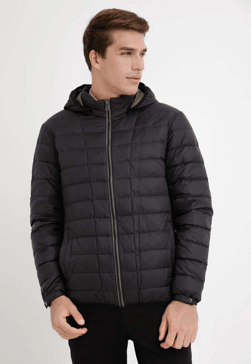 PARKA ACOLCHADA NEGRA DE PLUMA PARA HOMBRE I5000N0091