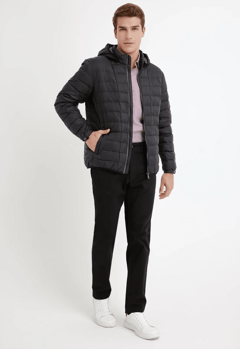 PARKA ACOLCHADA NEGRA DE PLUMA PARA HOMBRE I5000N0094