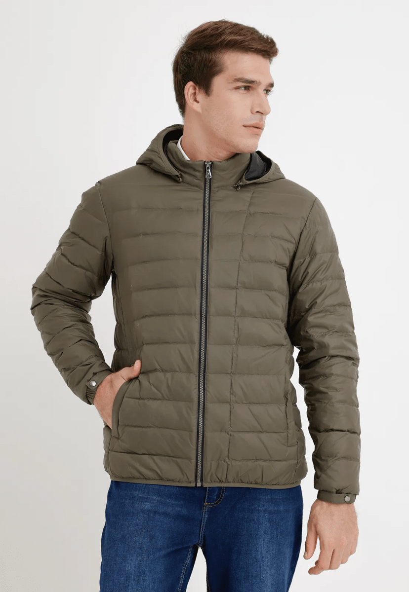 PARKA ACOLCHADA VERDE DE PLUMA PARA HOMBRE I5000N0131