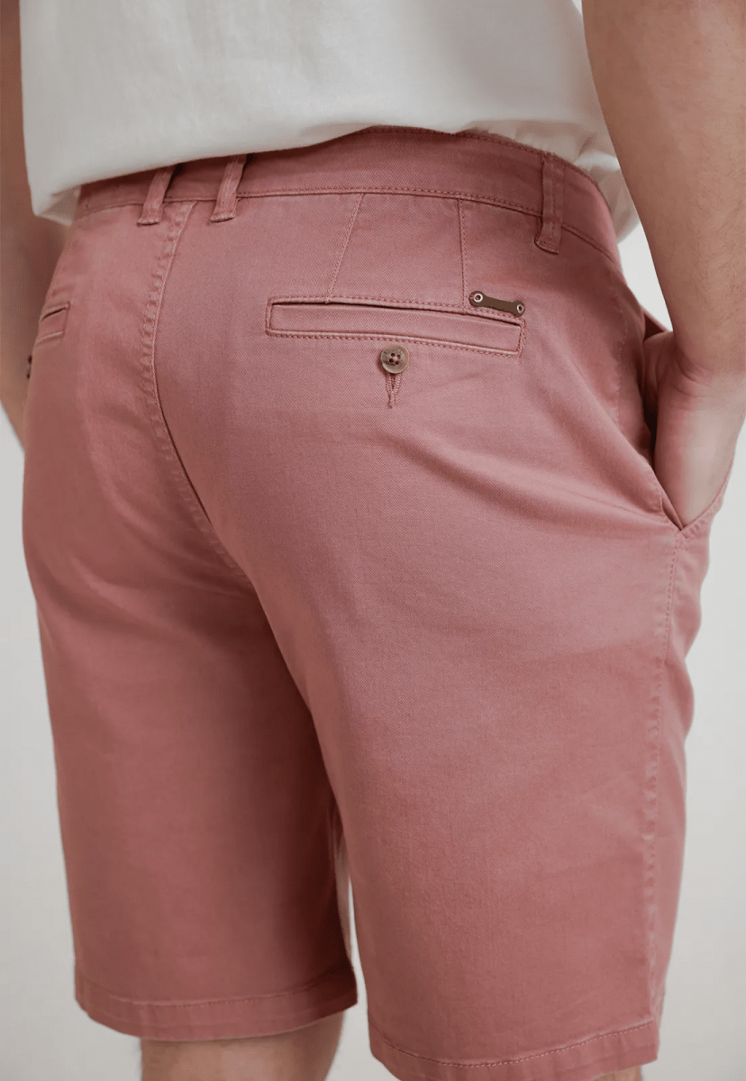 BERMUDA HOMBRE ALGODON LISO SLIM VALERIO CORAL V6000N0983