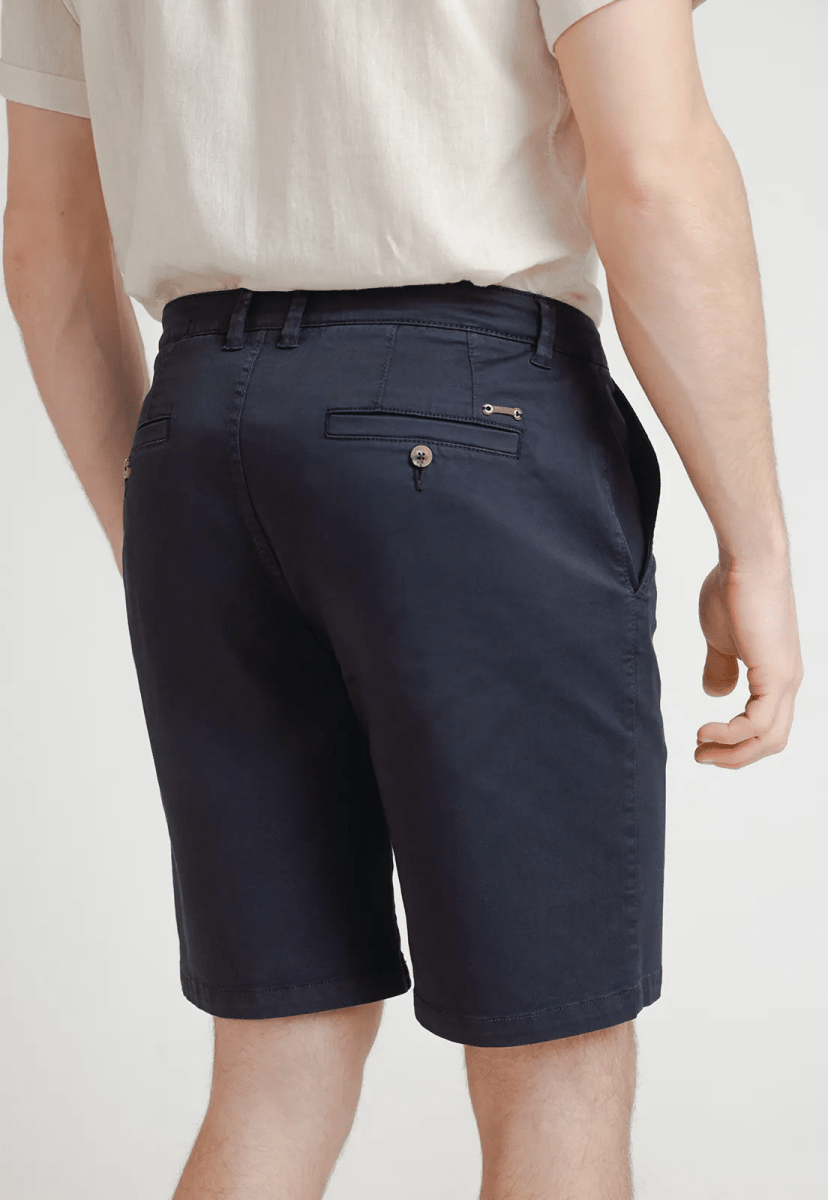BERMUDA HOMBRE ALGODON LISO SLIM VALERIO AZUL MARINO V6000N0792