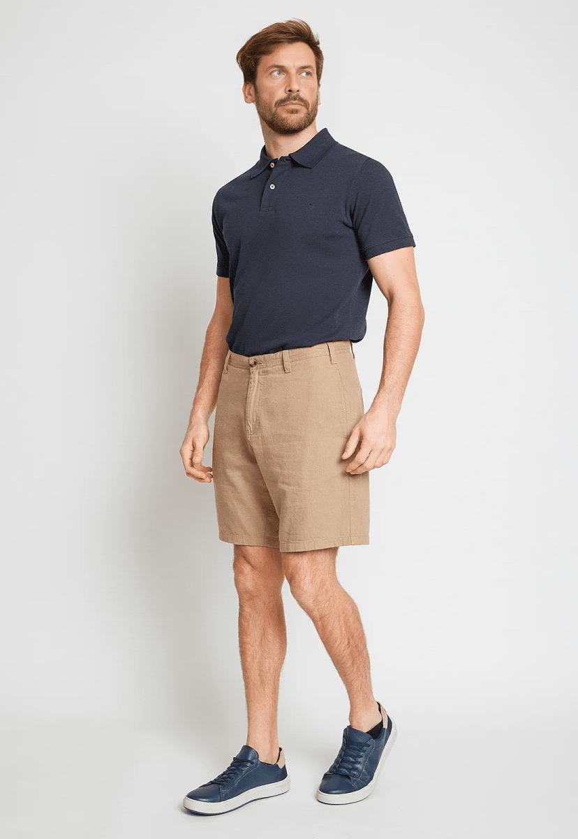 BERMUDA HOMBRE MEZCLA ALGODON LINO LISO VENUS TAN V6001N0904