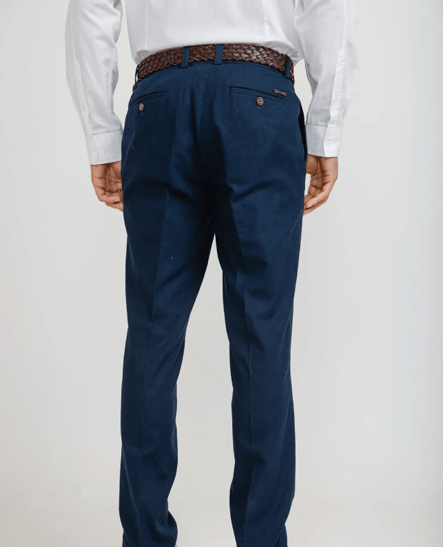 PANTALON HOMBRE DE LINO AZUL MARINO V6000N0792
