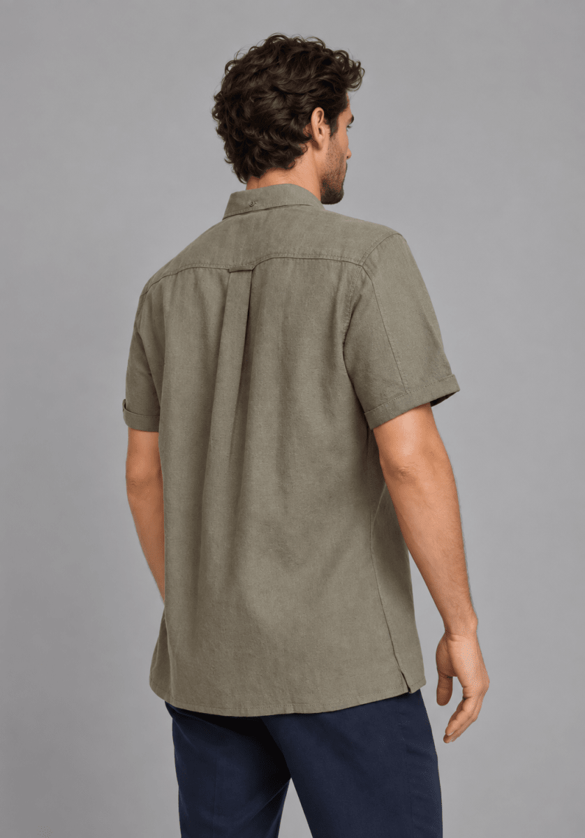 CAMISA MANGA CORTA DE LINO VERDE V7000N0123