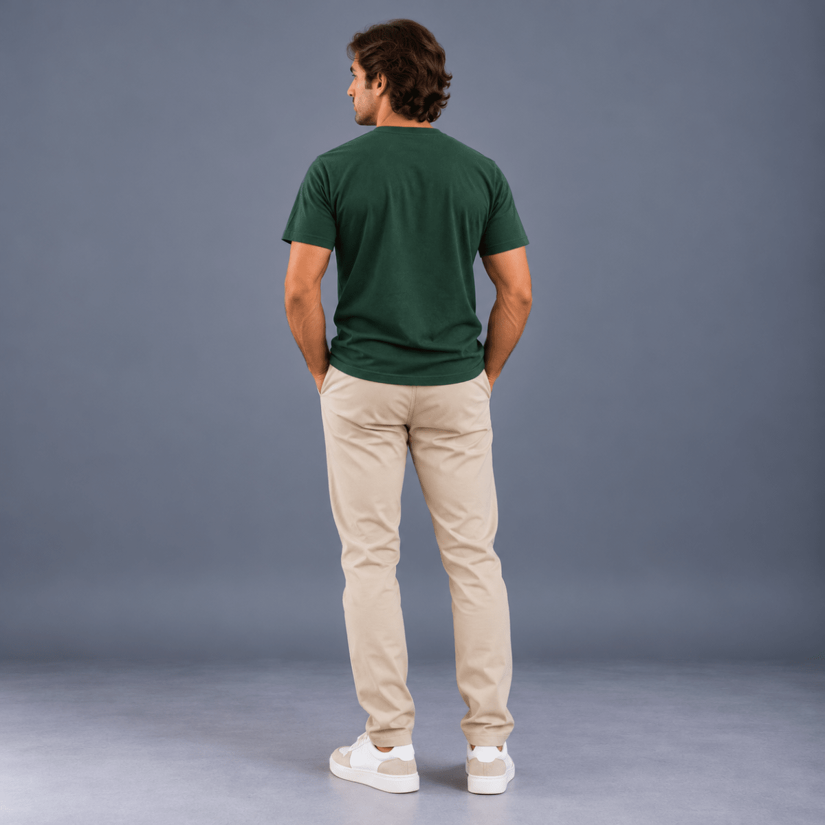 POLERA MANGA CORTA BASICA OPOSTO VERDE OSCURO LI000N0134
