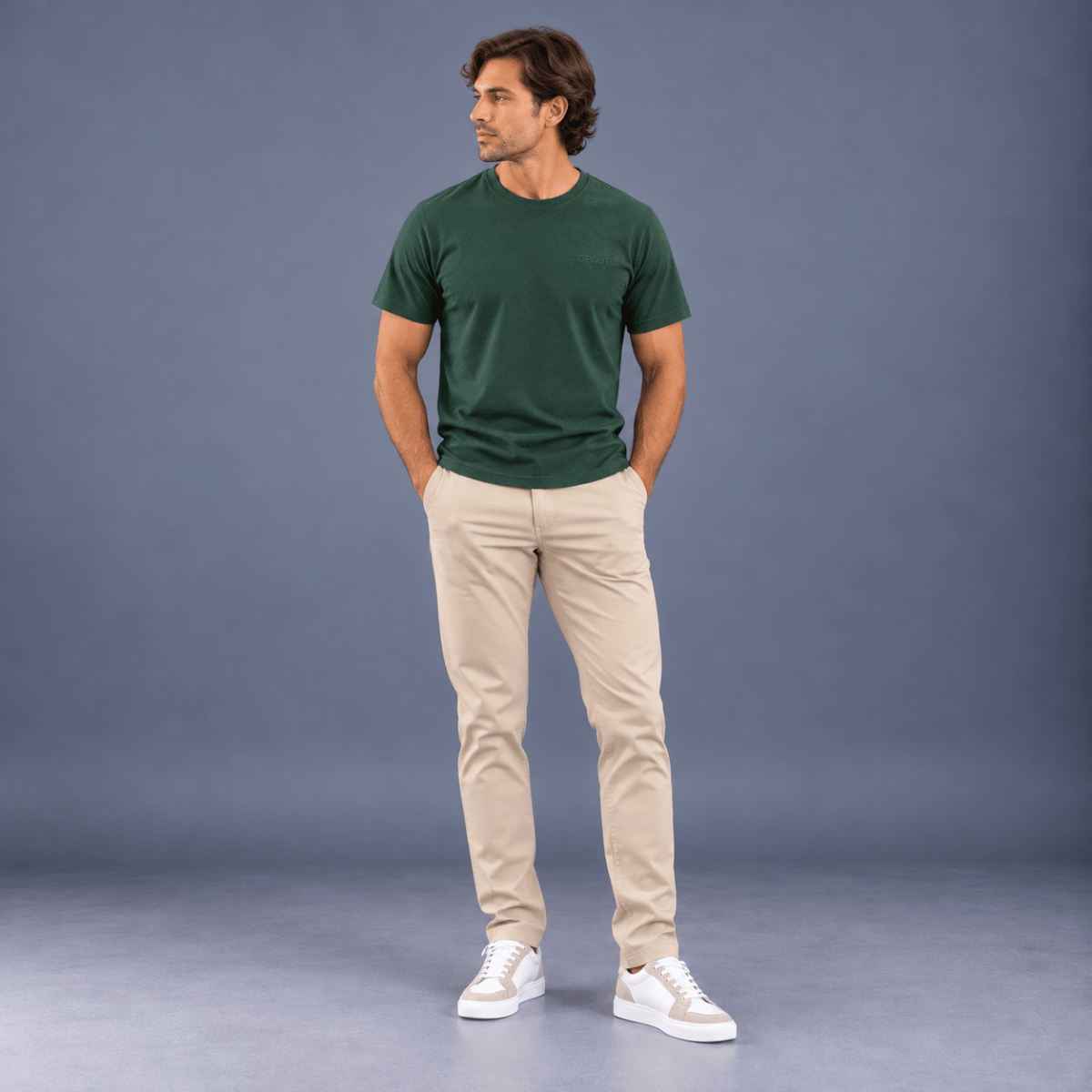 POLERA MANGA CORTA BASICA OPOSTO VERDE OSCURO LI000N0133