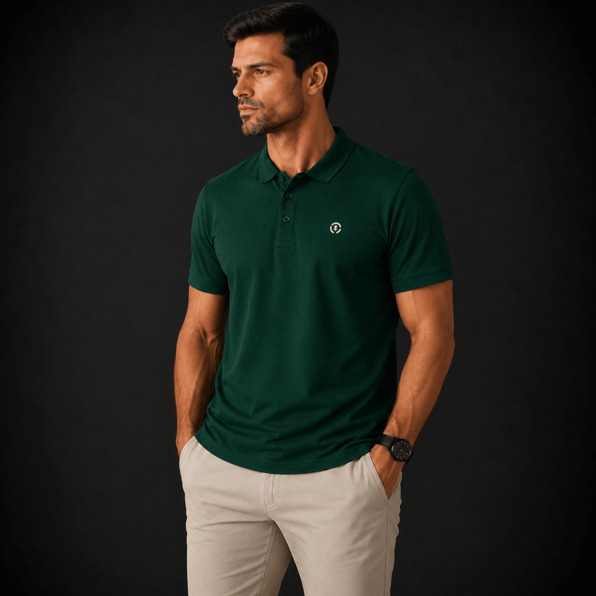 POLO MANGA CORTA PIQUE VERDE OSCURO V7000N0133