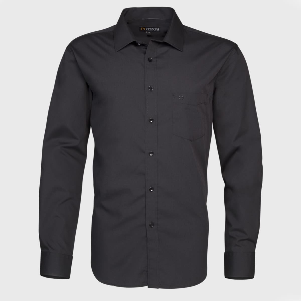 CAMISA LISA TAILORED FIT HOMBRE NEGRO LI060N0092
