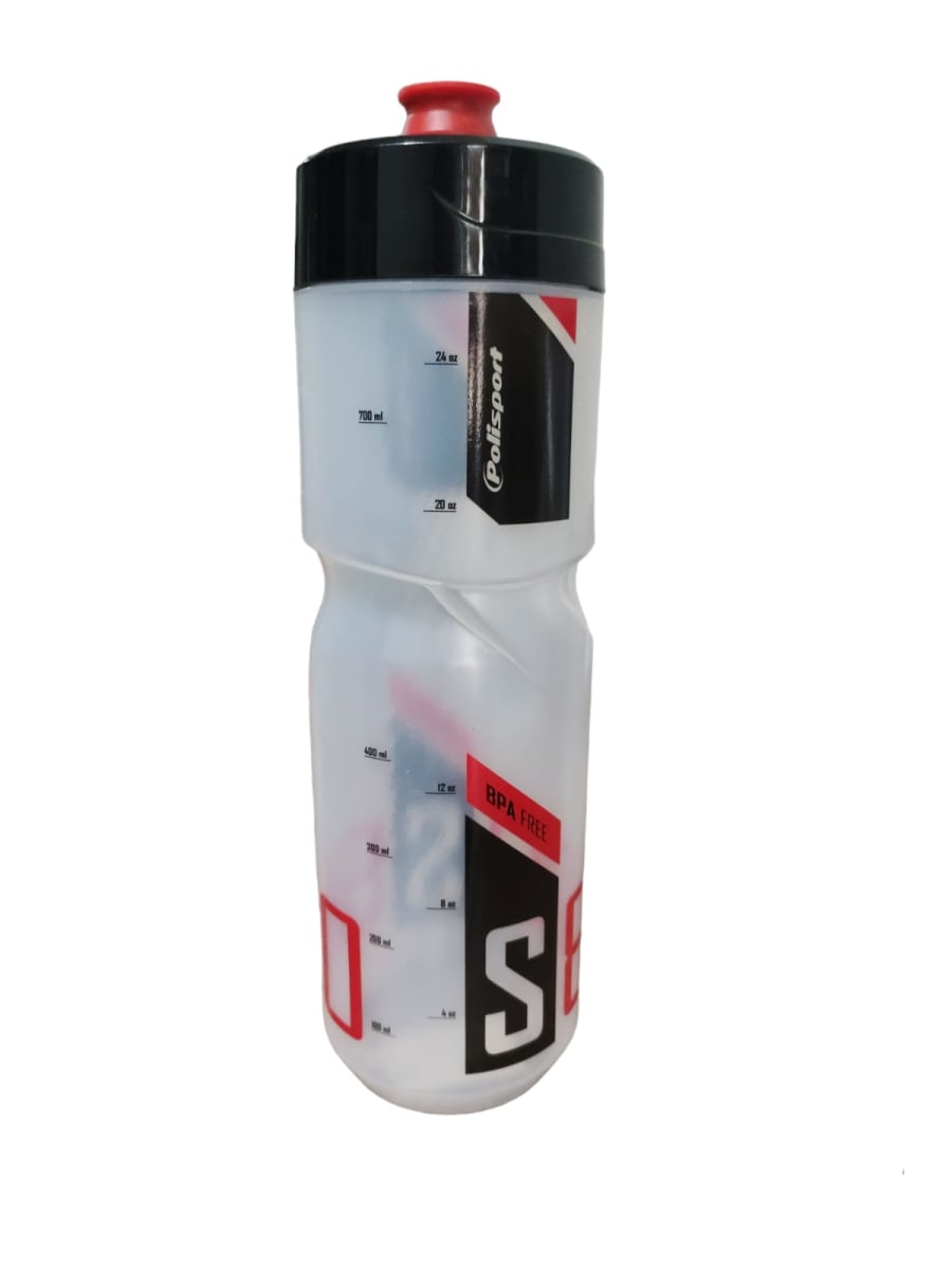 Botella Ciclismo Polisport 800ml Caramañolas Bpa Free Transparente-Roja-Negra2