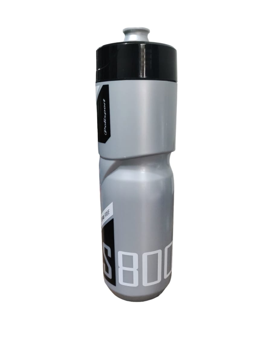 Botella Ciclismo Polisport 800ml Caramañolas Bpa Free Plateada-Negra 0
