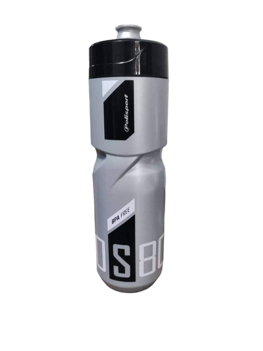 Botella Ciclismo Polisport 800ml Caramañolas Bpa Free Plateada-Negra2