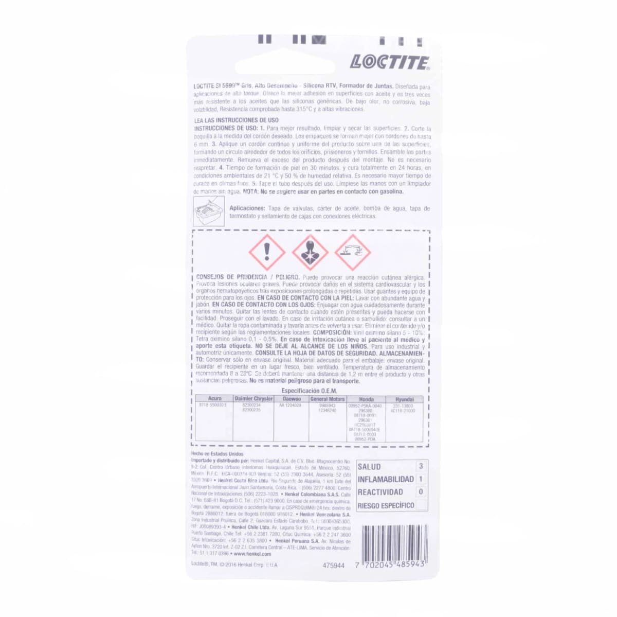 Silicona Ultra Grey Loctite Universal - Gris3