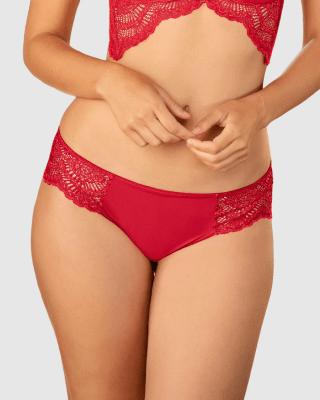 Calzón cachetero, en tela lisa y encaje