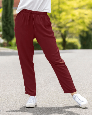 Pantalón de silueta amplia con tira anudable en cintura1