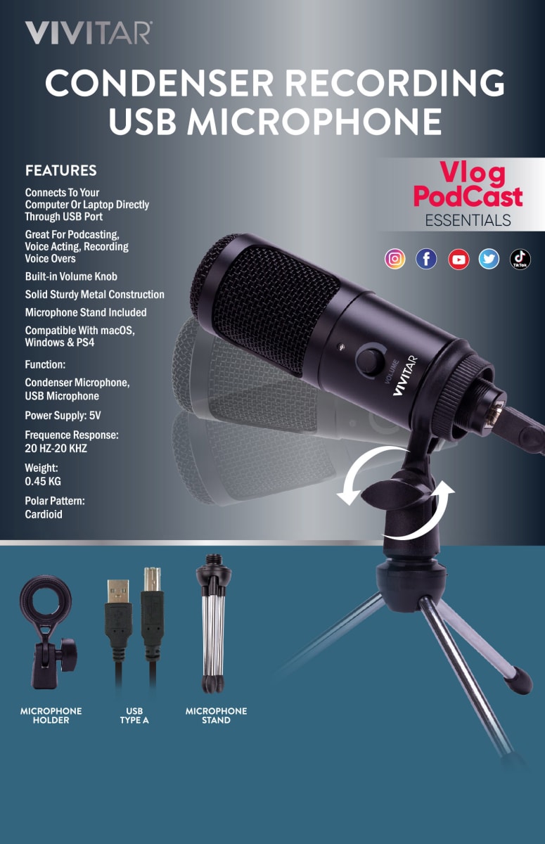 Micrófono USB para Voz, Transmisión, Streaming en vivo3