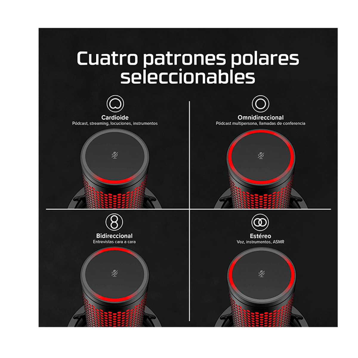 Micrófono Profesional Condensador HyperX Quadcast 24