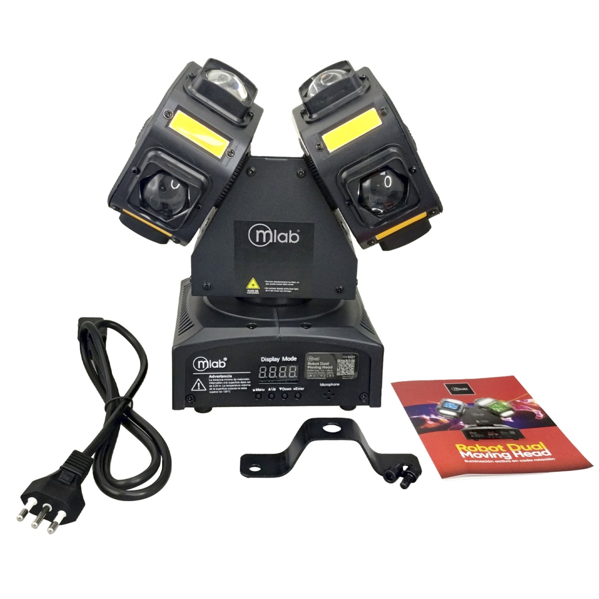 Luz Fiesta Robot Dual Moving Head laser Strobe 16 Led Mic Music RGBW 3 EN 11