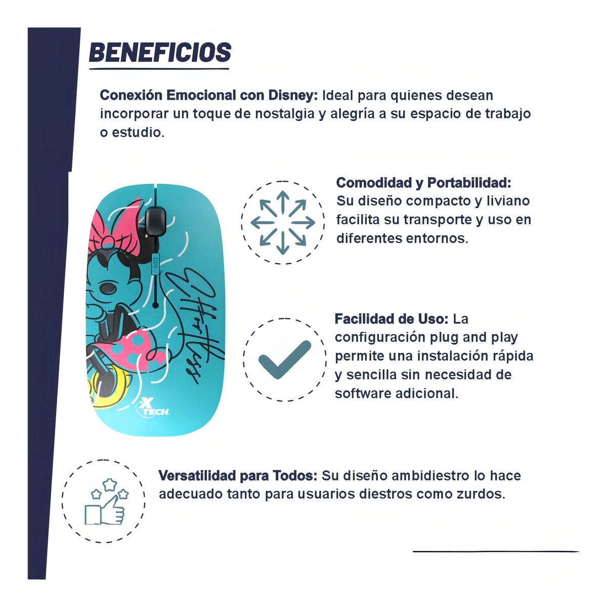 Mouse Inalámbrico Xtech Disney Minnie Mouse5