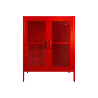 Bar 2 Puertas, Repisa y Porta Botellas Rojo Guinda