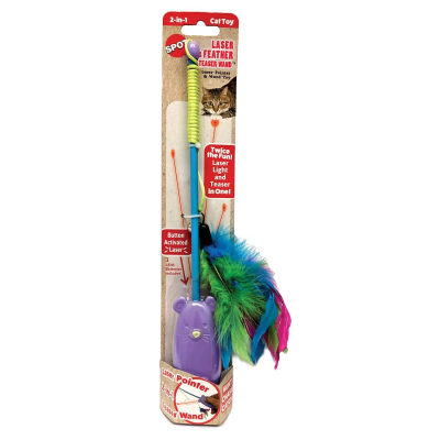 SPOT CAT TOY VARITA CON PLUMAS + LASER