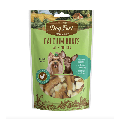 DOGFEST HUESITOS DE CALCIO CON POLLO SMALL BREEDS DOGS (55GR)