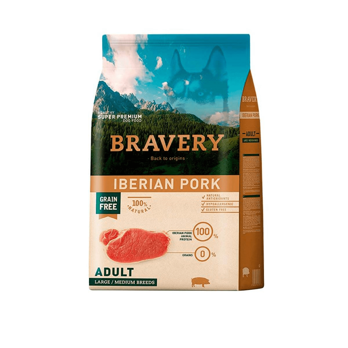 BRAVERY PERRO ADULTO RAZAS MEDIANAS/GRANDES CERDO IBERICO LIGHT1