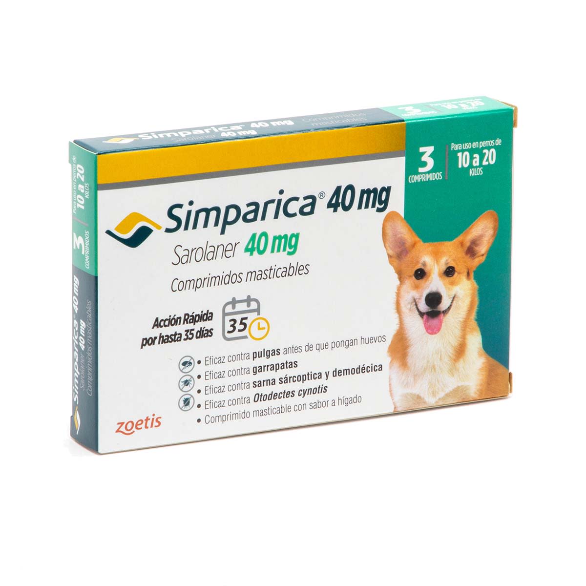 SIMPARICA ANTIPARASITARIO EXTERNO 10 A 20KG (40MG)2