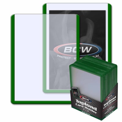 BCW - 3 X 4 TOPLOAD CARD HOLDER PACK 25 UNI. GREEN BORDER