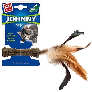 Catnip Johnny Stick con un lado de pluma
natural café