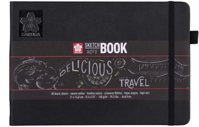 LIBRETA SKETCHBOOK PAPEL NEGRO 140G 21X14.8CM 80HJ SAKURA