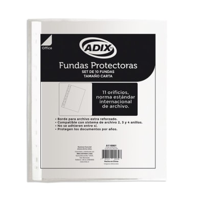 FUNDAS PLÁSTICAS CARTA (10UN) ADIX