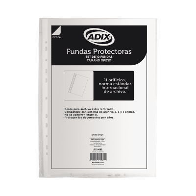 FUNDAS PLÁSTICAS OFICIO (10UN) ADIX