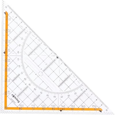 ESCUADRA GEOMÉTRICA CENTRO 45° C/ EMPUÑADURA FIJA 23CM ROTRING
