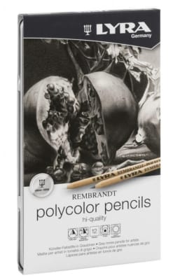 SET LÁPICES POLYCOLOR REMBRANDT TONOS GRISES (12UN) LYRA