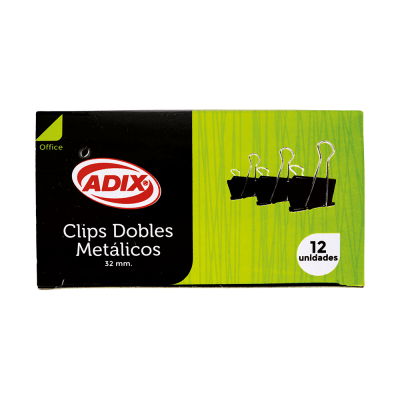 DOBLE CLIP METÁLICO 32MM NEGRO (12UN) ADIX