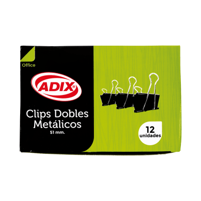 DOBLE CLIP METÁLICO 51MM NEGRO (12UN) ADIX