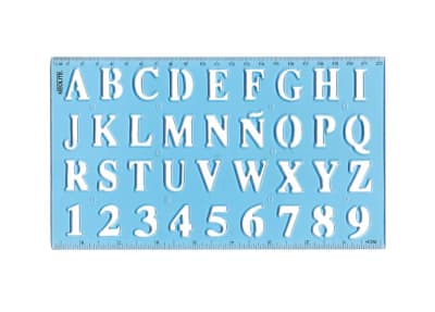 NORMÓGRAFO / PLANTILLA DE LETRAS MAYÚSCULAS Y NÚMEROS 20MM NEOLITE