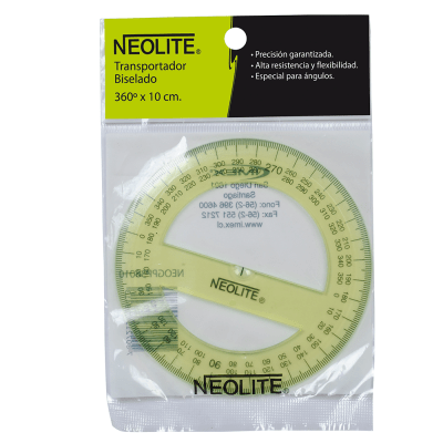 TRANSPORTADOR 360° BISELADO 10CM NEOLITE